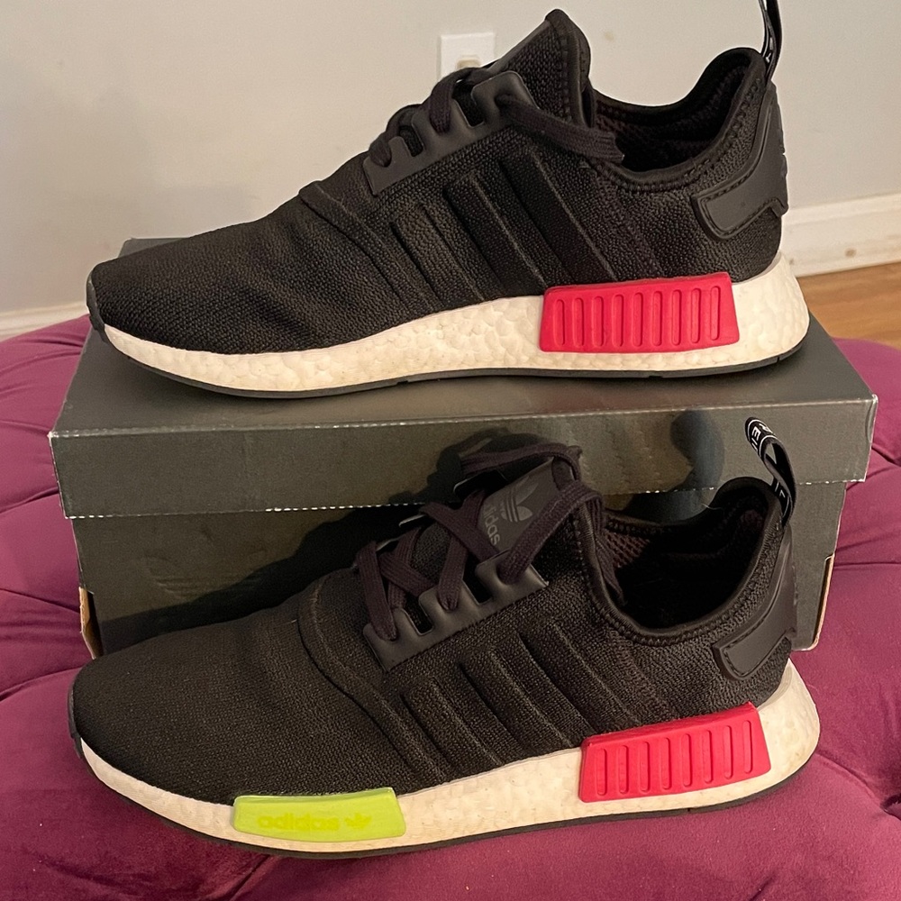 Adidas Black NMD_R1 Solar Sneakers